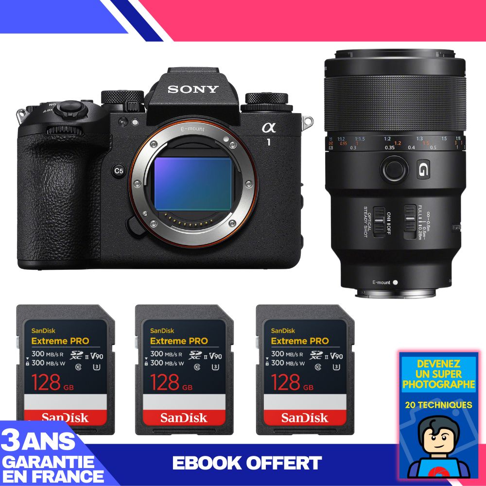 Sony Alpha 1 II Body + FE 90mm f/2.8 Macro G OSS Lens + 3x SanDisk 128GB Extreme PRO UHS-II SDXC Cards
