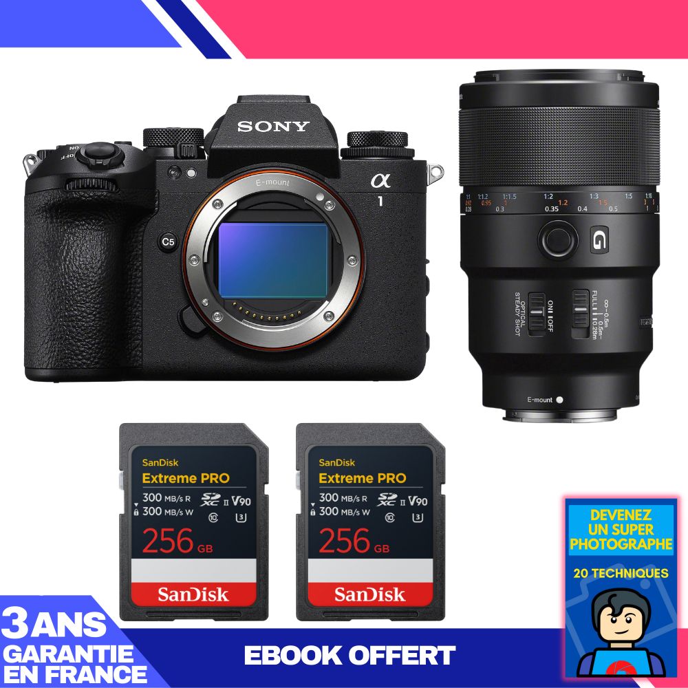 Sony Alpha 1 II Camera Body + FE 90mm f/2.8 Macro G OSS Lens + 2x SanDisk 256GB Extreme PRO UHS-II SDXC Memory Cards + 'Become a Super Photographer' Ebook