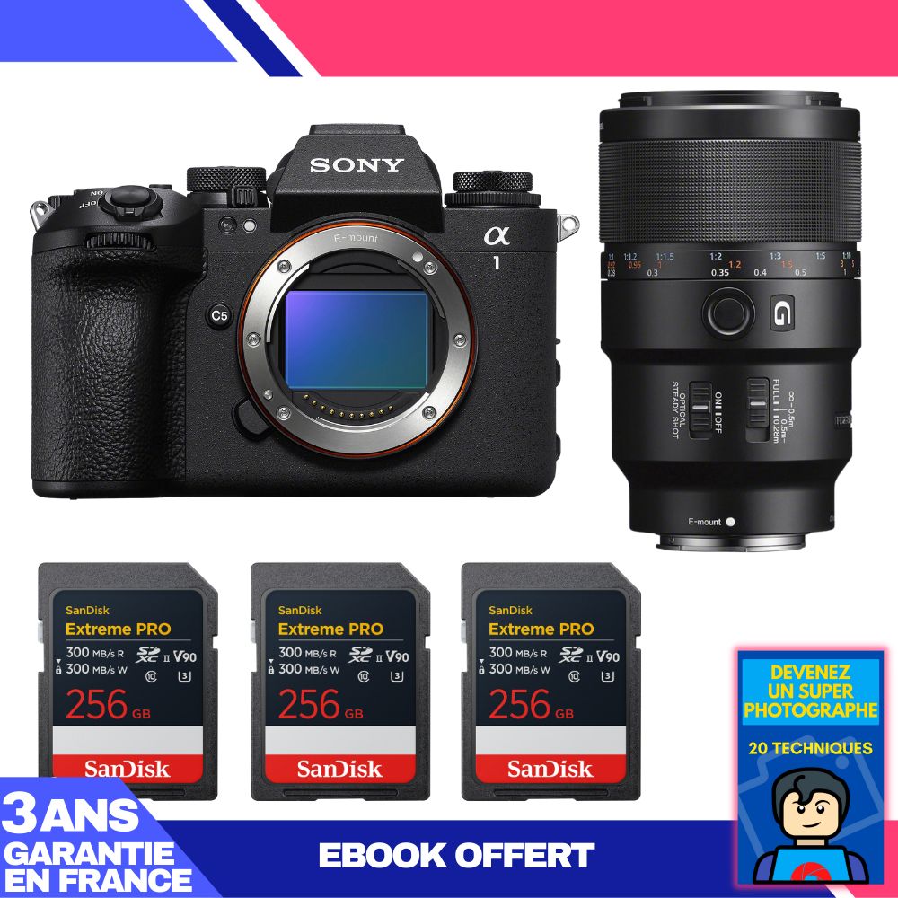 Sony Alpha 1 II Body + FE 90mm f/2.8 Macro G OSS Lens + 3x SanDisk 256GB Extreme PRO UHS-II SDXC Cards
