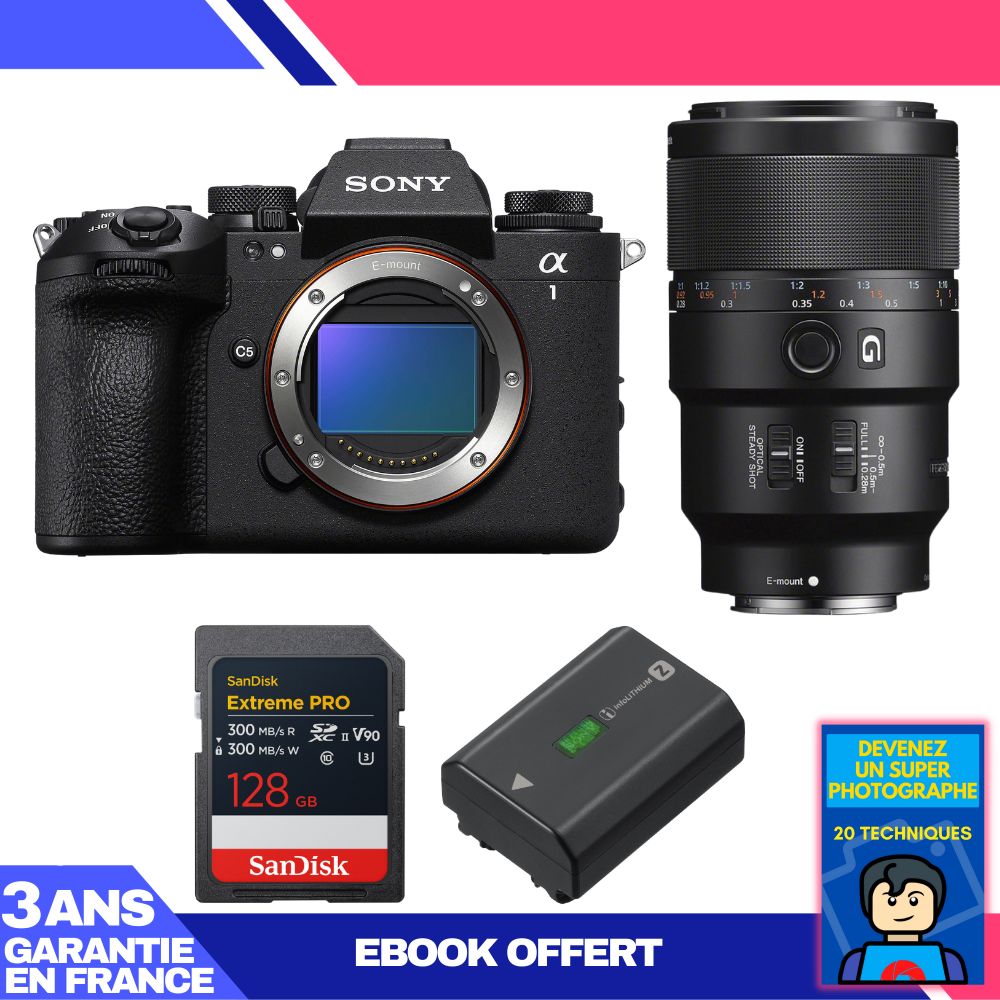 Sony Alpha 1 II Body + FE 90mm f/2.8 Macro G OSS Lens + 1 SanDisk 128GB Extreme PRO UHS-II SDXC + Sony NP-FZ100 Battery + 'Become a Super Photographer' Ebook
