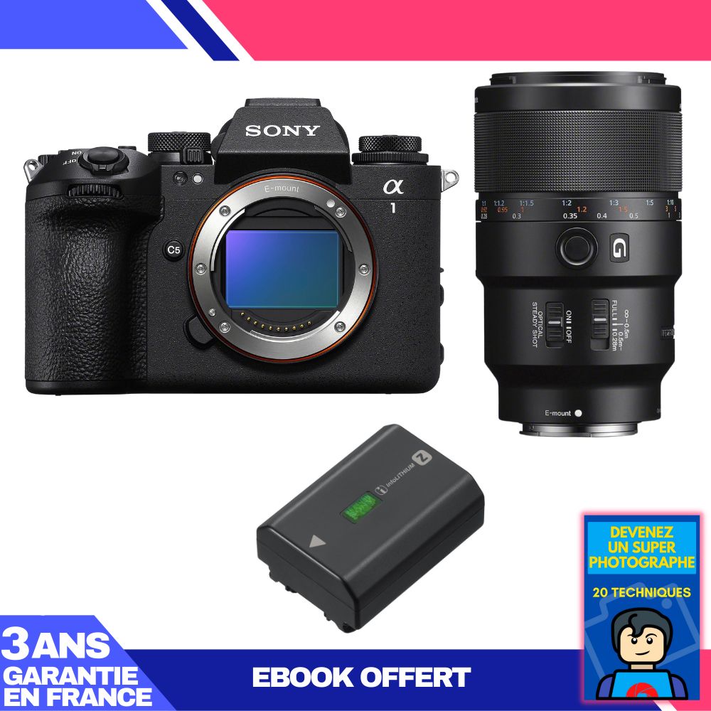Sony Alpha 1 II Body + FE 90mm f/2.8 Macro G OSS Lens + Sony NP-FZ100 Battery + 'Become a Super Photographer' Ebook