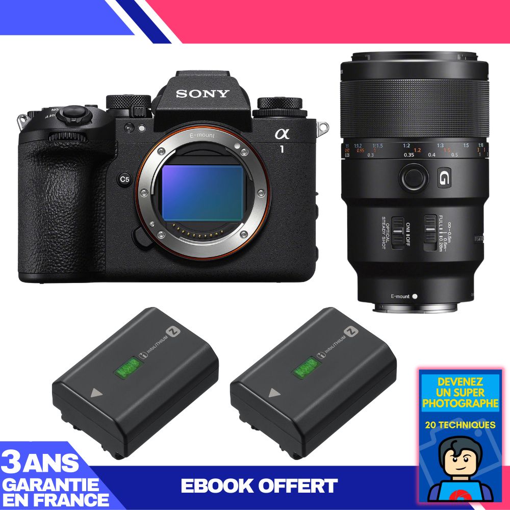 Sony Alpha 1 II Camera Body + FE 90mm f/2.8 Macro G OSS Lens + 2 Sony NP-FZ100 Batteries + 'Become a Super Photographer' Ebook