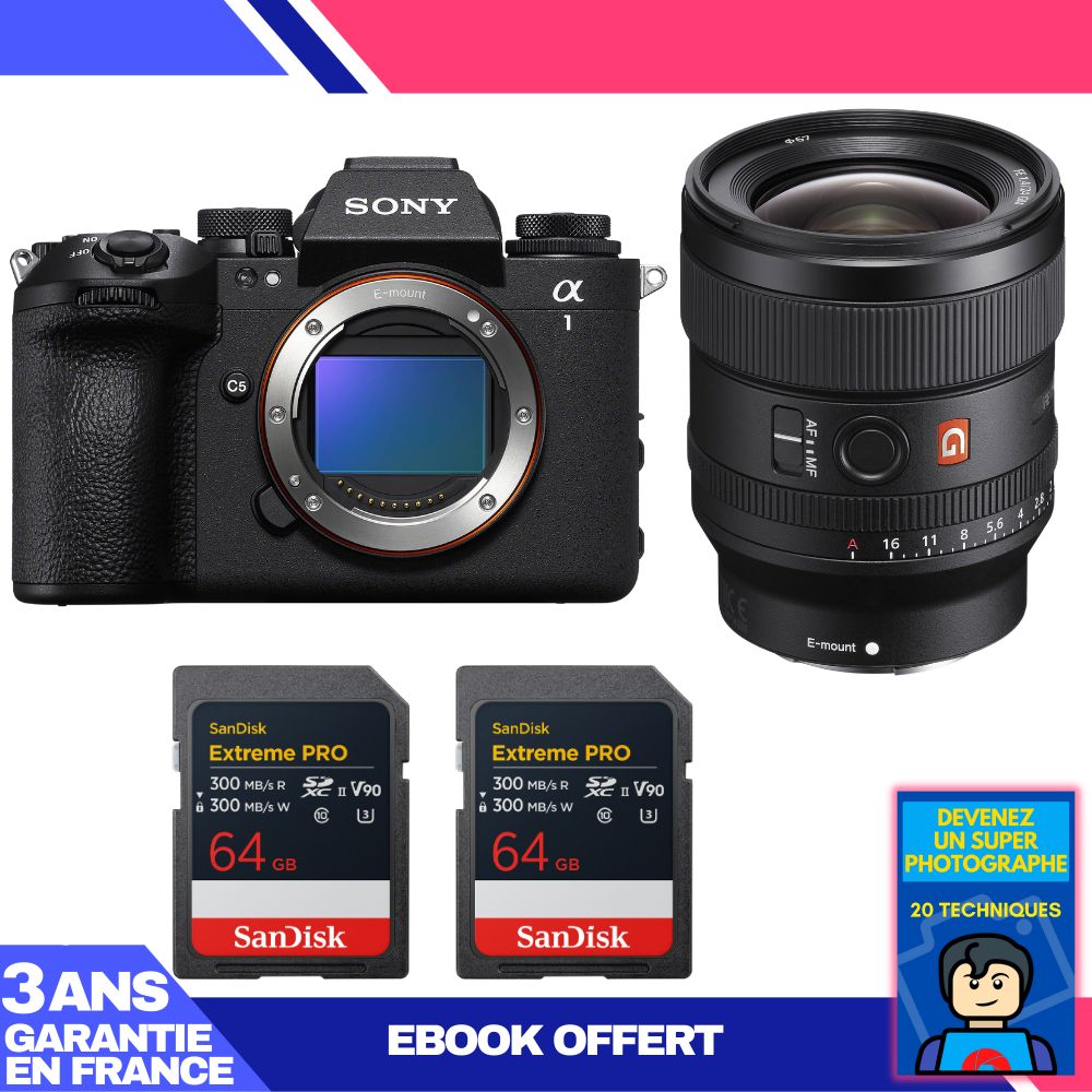 Sony Alpha 1 II Camera Body + FE 24mm f/1.4 GM Lens + 2x SanDisk 64GB Extreme PRO UHS-II SDXC Cards + 'Become a Super Photographer' Ebook