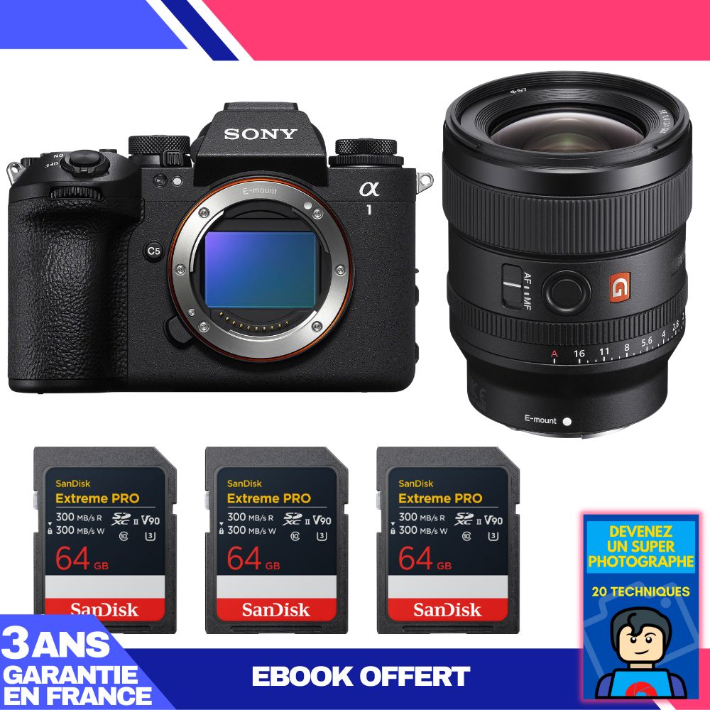 Sony Alpha 1 II Body + FE 24mm f/1.4 GM Lens + 3 SanDisk 64GB Extreme PRO UHS-II SDXC Cards + 'Become a Super Photographer' Ebook