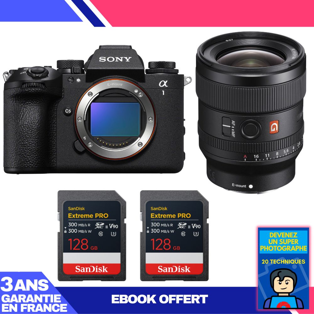 Sony Alpha 1 II Body + FE 24mm f/1.4 GM Lens + 2 SanDisk 128GB Extreme PRO UHS-II SDXC Cards