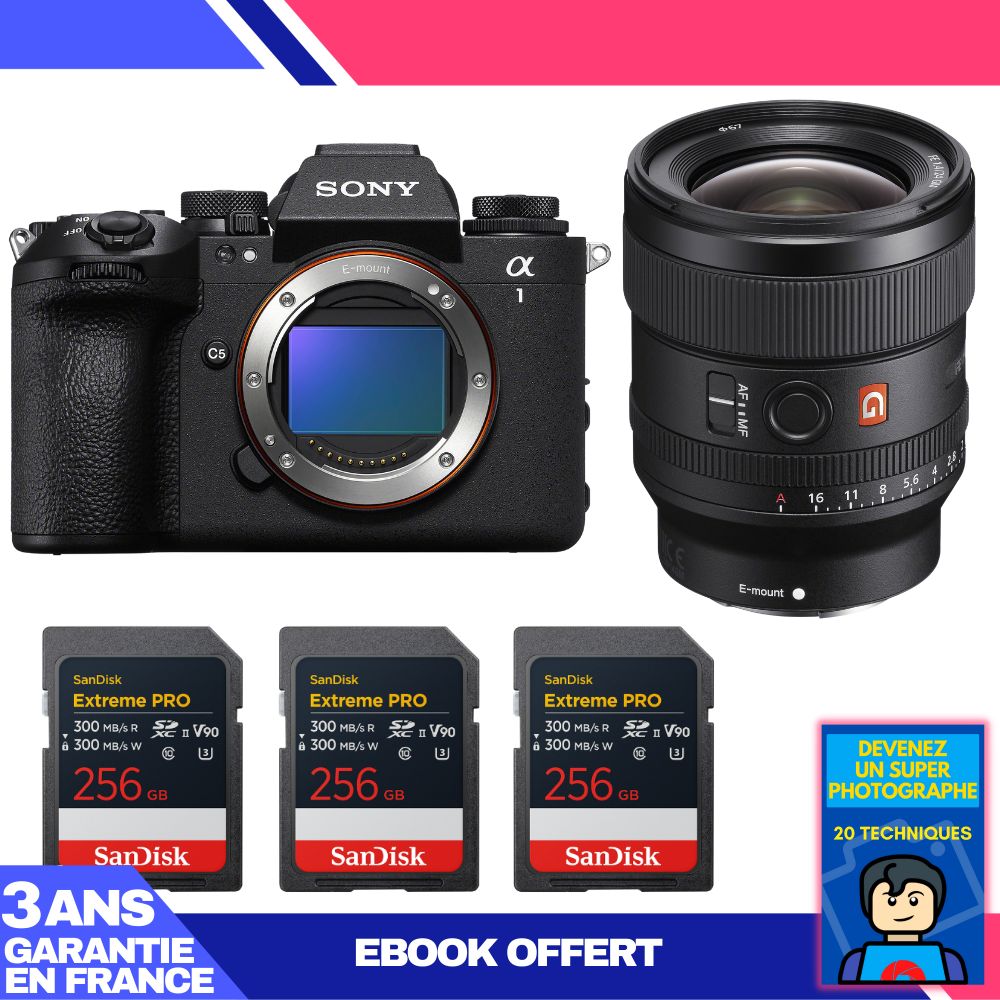 Sony Alpha 1 II Body + FE 24mm f/1.4 GM Lens + 3 SanDisk 256GB Extreme PRO UHS-II SDXC Cards + 'Become a Super Photographer' Ebook