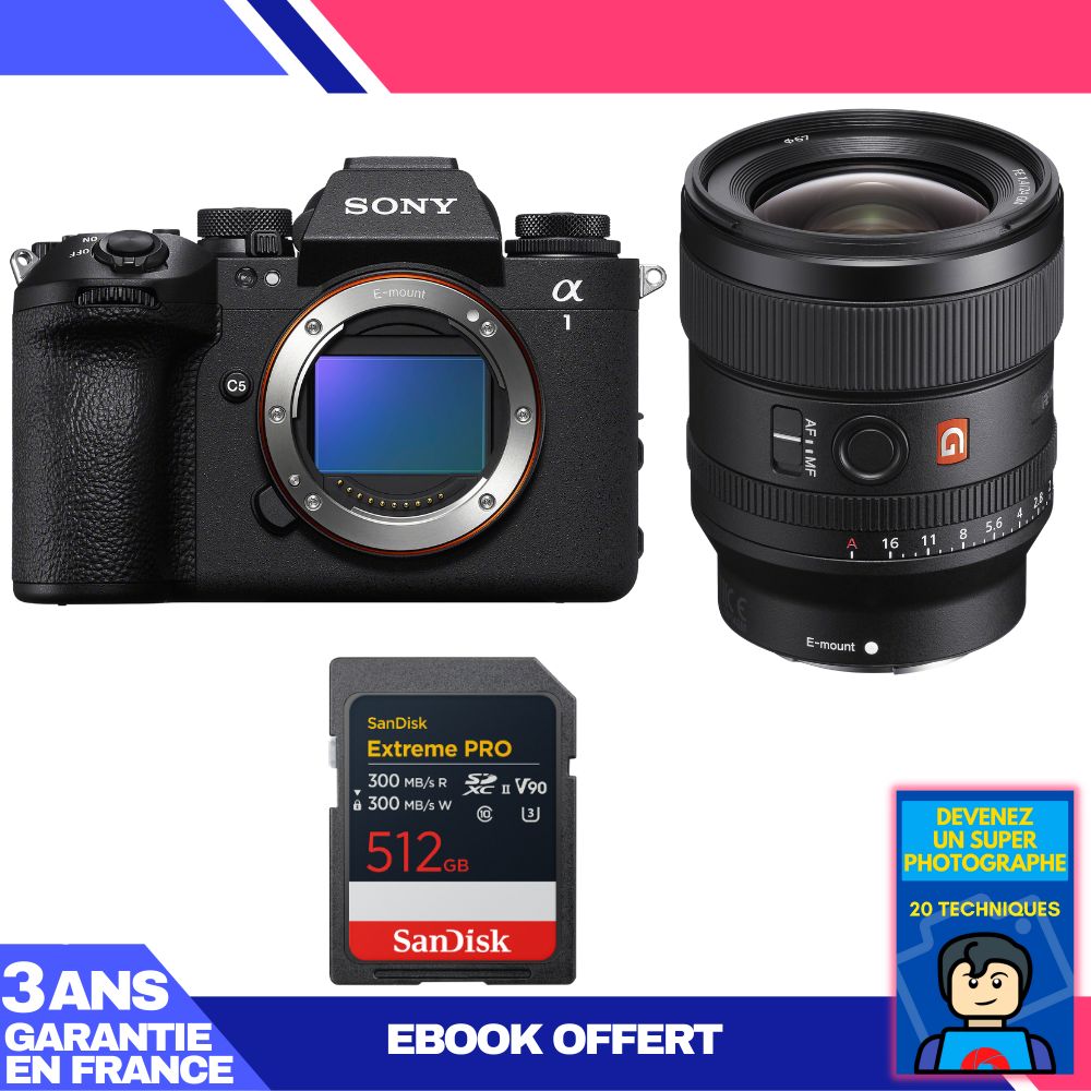 Sony Alpha 1 II Body + FE 24mm f/1.4 GM Lens + 1x SanDisk 512GB Extreme PRO UHS-II SDXC Card + Ebook 'Devenez Un Super Photographe'