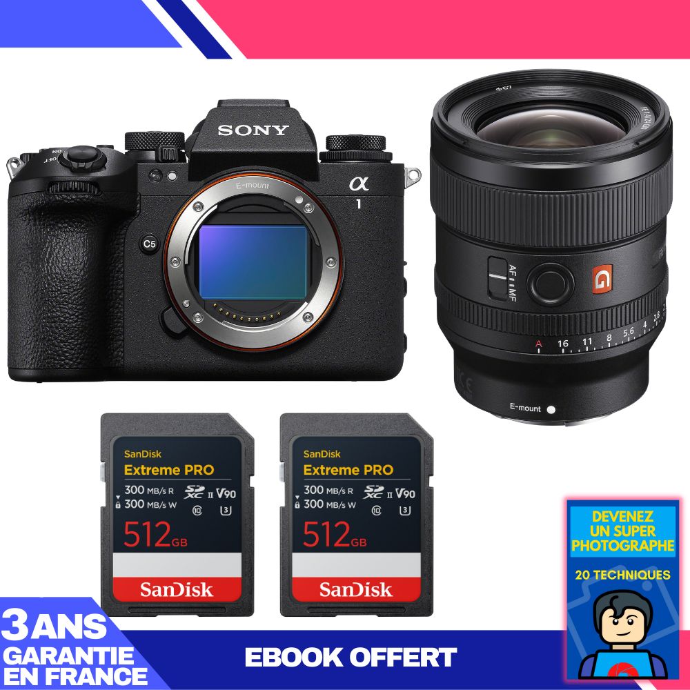 Sony Alpha 1 II Camera Body + FE 24mm f/1.4 GM Lens + 2x SanDisk 512GB Extreme PRO UHS-II SDXC Cards + 'Become a Super Photographer' Ebook