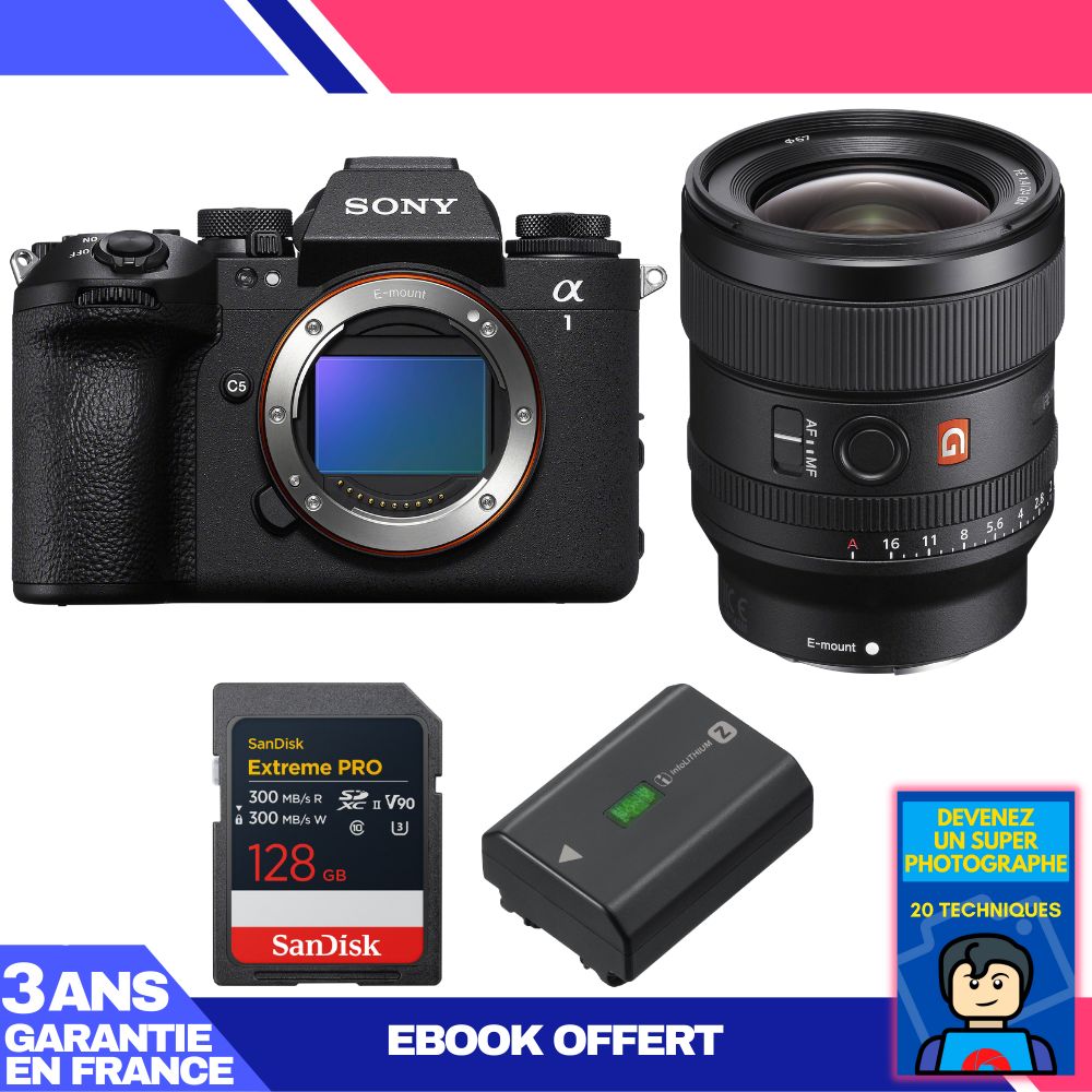 Sony Alpha 1 II Camera Body + FE 24mm f/1.4 GM Lens + 1 SanDisk 128GB Extreme PRO UHS-II SDXC Card + Sony NP-FZ100 Battery + Ebook 'Become a Super Photographer'