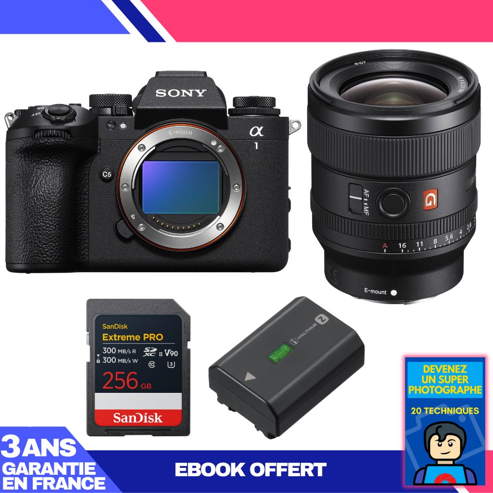 Sony Alpha 1 II Camera Body + FE 24mm f/1.4 GM Lens + 1 SanDisk 256GB Extreme PRO UHS-II SDXC Card + Sony NP-FZ100 Battery + 'Become a Super Photographer' Ebook