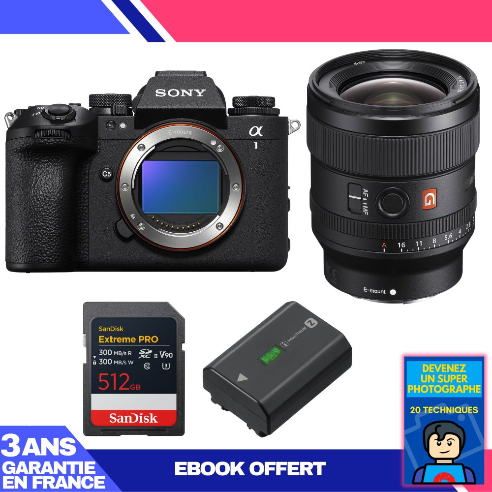 Sony Alpha 1 II Body + FE 24mm f/1.4 GM Lens + 1 SanDisk 512GB Extreme PRO UHS-II SDXC Card + Sony NP-FZ100 Battery + 'Become a Super Photographer' Ebook