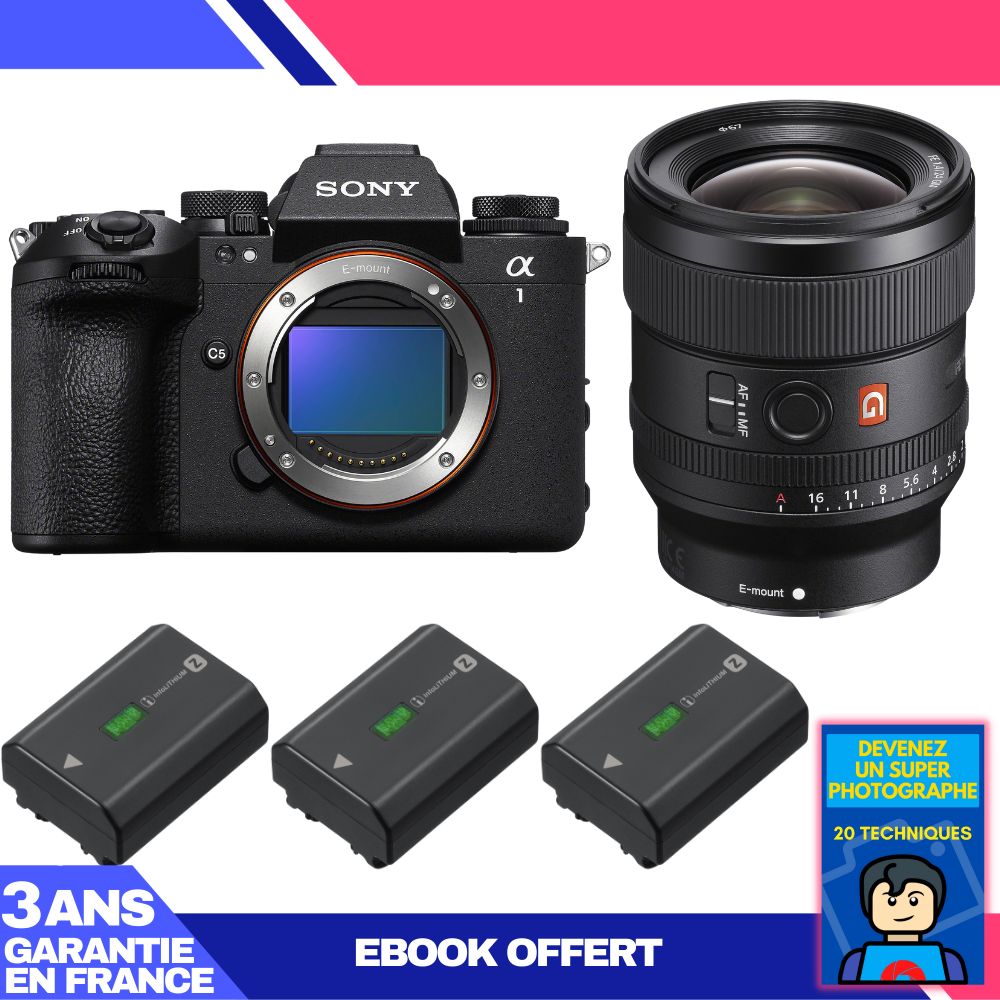 Sony Alpha 1 II Camera Body + FE 24mm f/1.4 GM Lens + 3 Sony NP-FZ100 Batteries + 'Become a Super Photographer' Ebook
