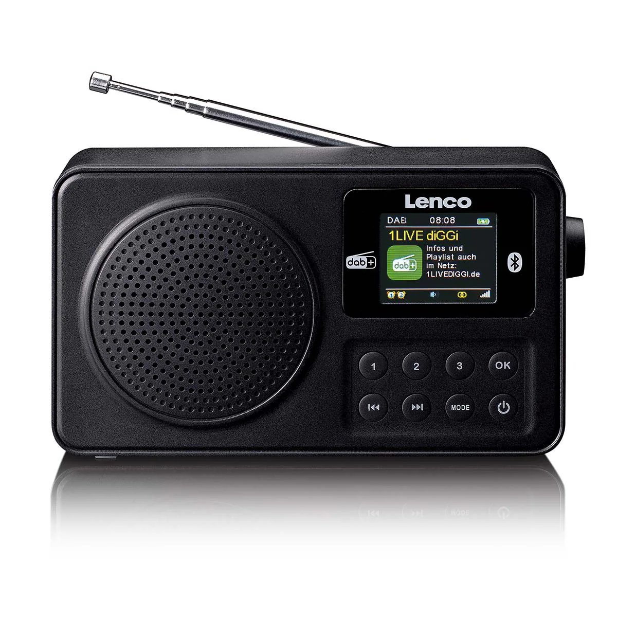 Lenco PDR-033BK - Radio portátil con Bluetooth y batería recargable - Negro