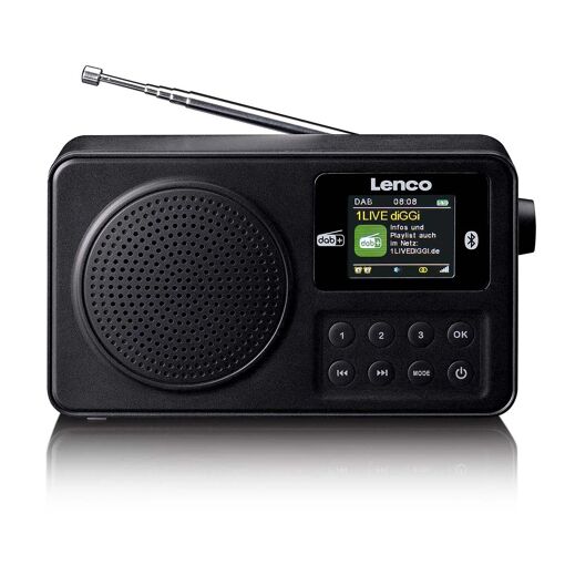 Lenco PDR-033BK - Portable DAB+ and FM Radio with Bluetooth and Rechargeable Battery - Black
