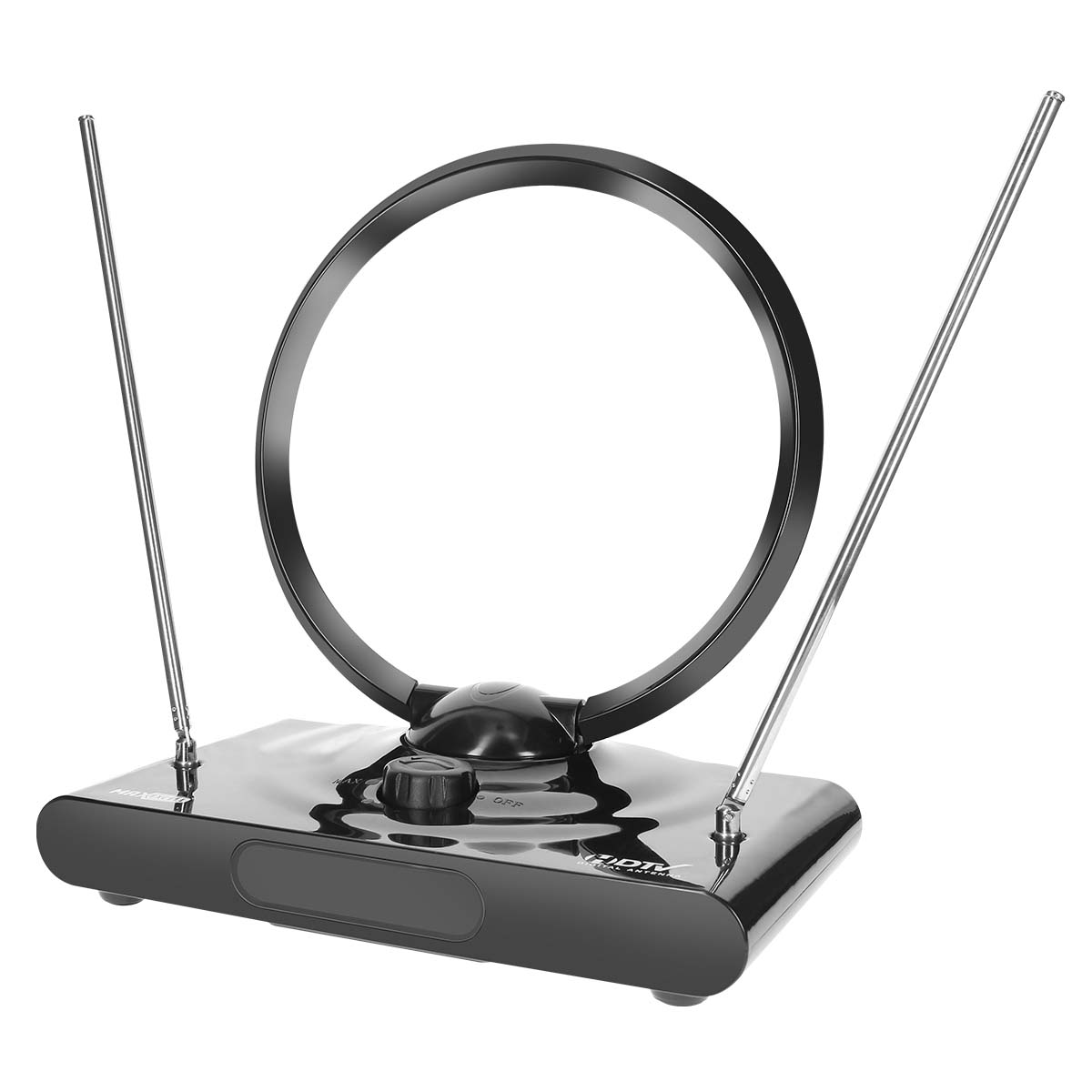 MAXEXCELL Digital TV Antenna, 38dBi Gain, DVB-T/TNT/HDTV Compatible, Rotating Ring, Black