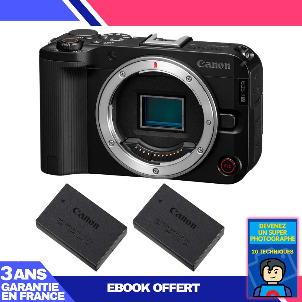 Canon EOS R50 V Body + 2 LP-E17 Batteries + Ebook: Become a Super Photographer