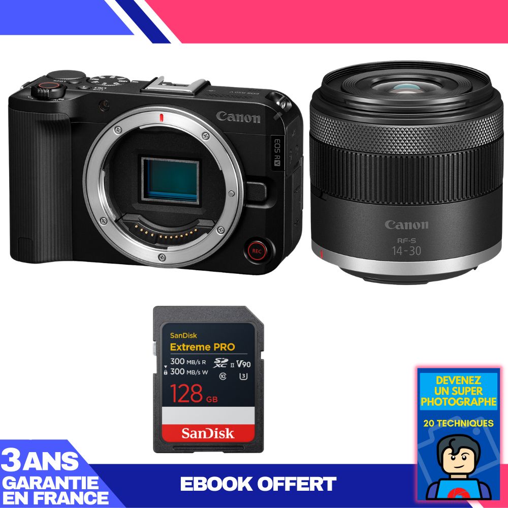 Canon EOS R50 V + RF-S 14-30mm f/4.5-6.3 IS STM PZ + 128GB SanDisk Extreme PRO UHS-II SDXC Card (Ebook 'Become a Super Photographer')