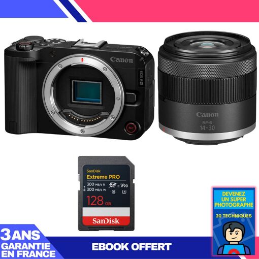 Canon EOS R50 V + RF-S 14-30mm f/4.5-6.3 IS STM PZ + 128GB SanDisk Extreme PRO UHS-II SDXC Card (Ebook 'Become a Super Photographer')