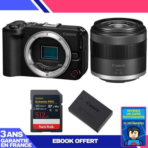 Canon EOS R50 V + RF-S 14-30mm f/4.5-6.3 IS STM PZ + tarjeta SD 512GB SanDisk Extreme PRO UHS-II + cargador LP-E17 + ebook 'Conviértete en un Fotógrafo Super' 