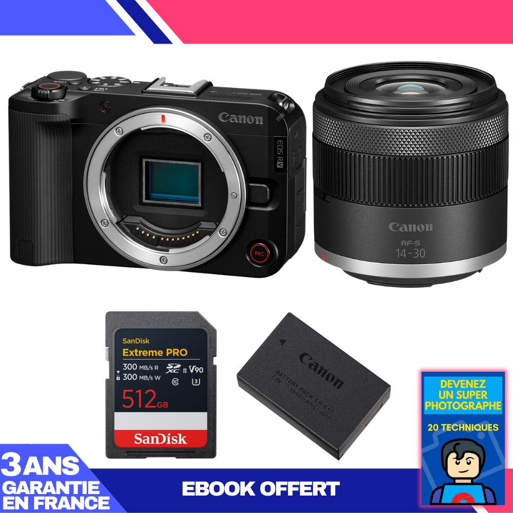 Canon EOS R50 V + RF-S 14-30mm f/4.5-6.3 IS STM PZ + tarjeta SD 512GB SanDisk Extreme PRO UHS-II + cargador LP-E17 + ebook 'Conviértete en un Fotógrafo Super' 