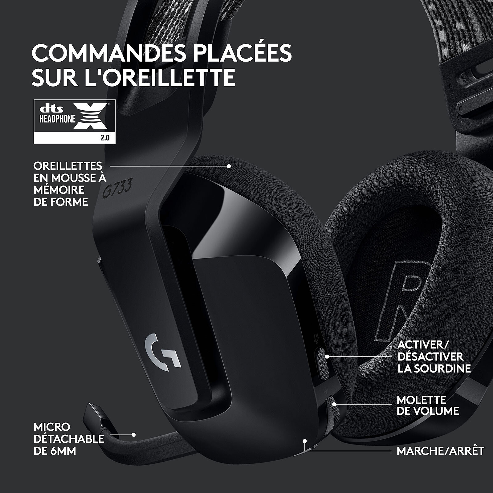 Logitech G733 Lightspeed Headset (Black)