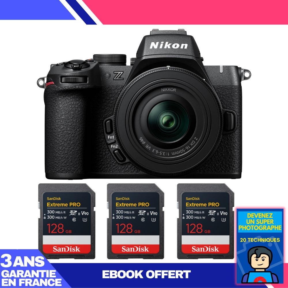 Kit Nikon Z50 II Cámara sin espejo con lente 16-50 mm y tarjetas SanDisk