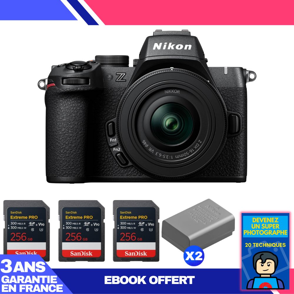 Nikon Z50 II Camera Kit with 16-50mm Lens + 3x 256GB SD Cards + Batteries + Ebook