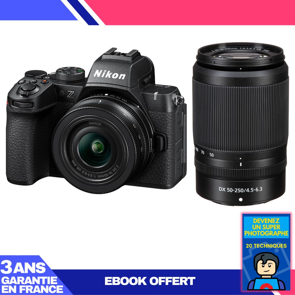 Kit Nikon Z50 II con lentes 16-50mm y 50-250mm + ebook: Conviértete en un fotógrafo super