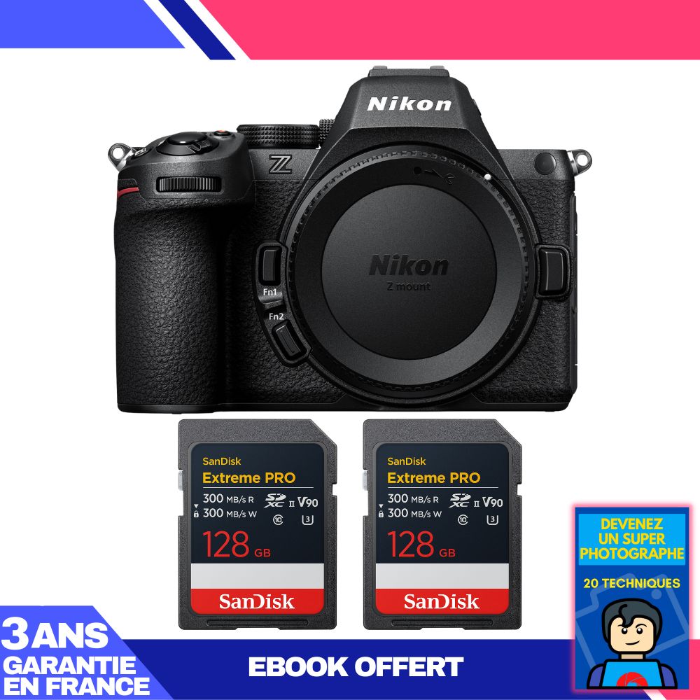 Nikon Z5 II Camera Body + 2 SanDisk 128GB Extreme PRO UHS-II SDXC Cards + 'Become a Super Photographer Ebook',