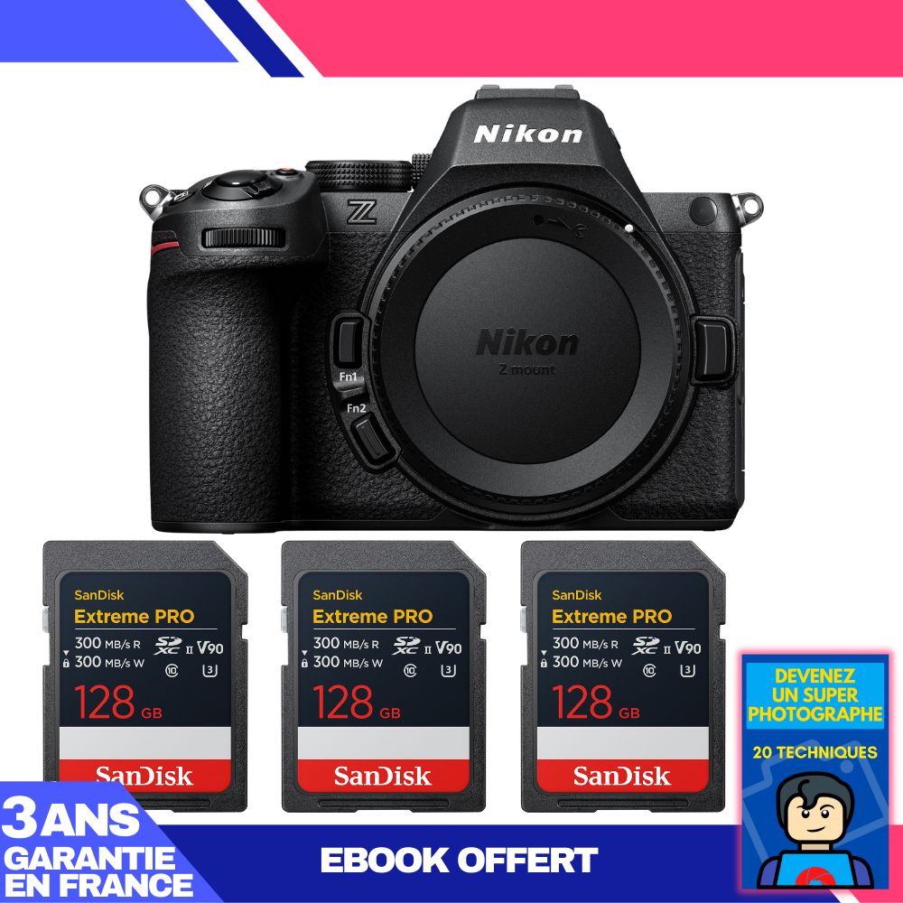 Nikon Z5 II Camera Body + 3 SanDisk 128GB Extreme PRO UHS-II SDXC Cards + 'Become a Super Photographer Ebook