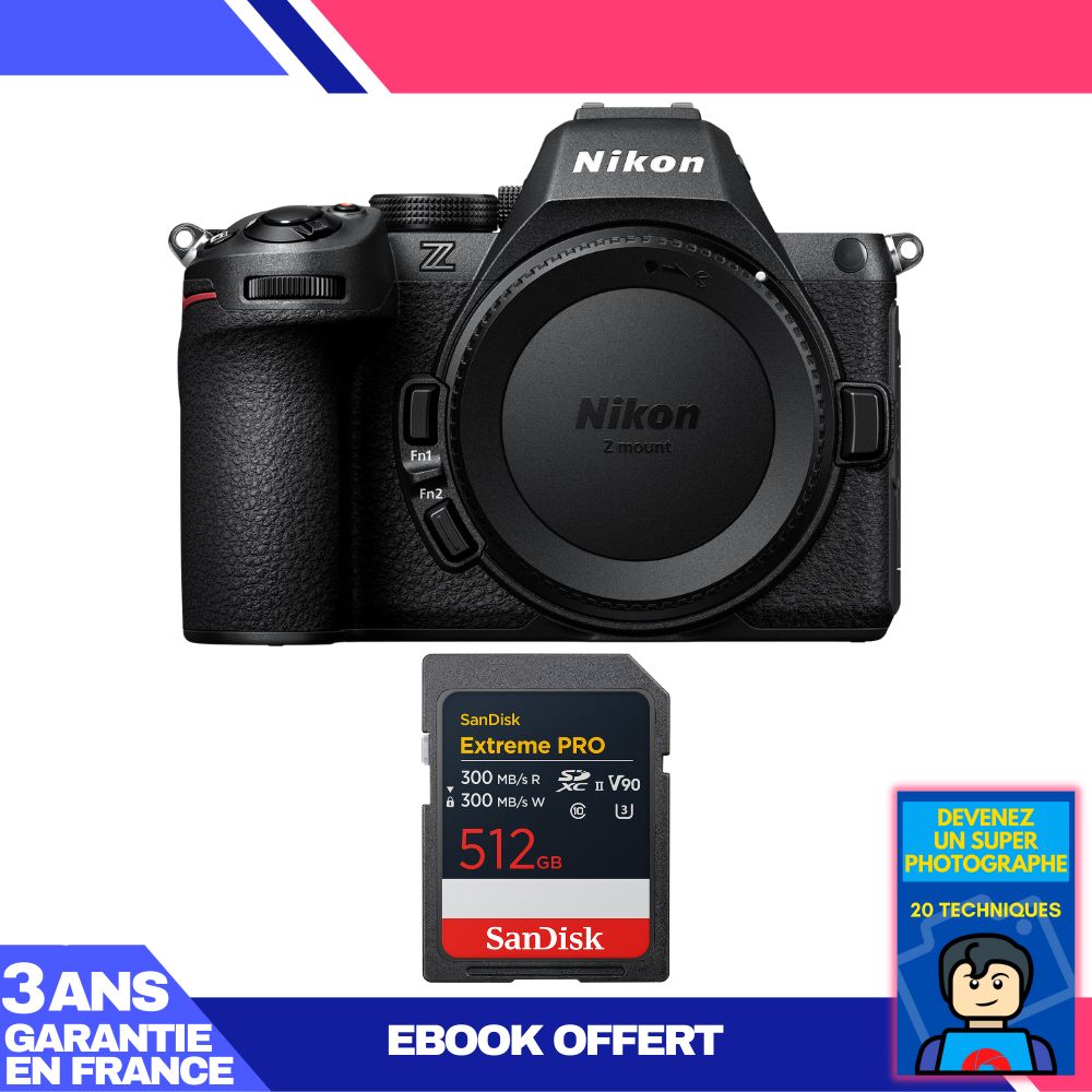 Nikon Z5 II Camera Body + 1 SanDisk 512GB Extreme PRO UHS-II SDXC Card + 'Become a Super Photographer Ebook',