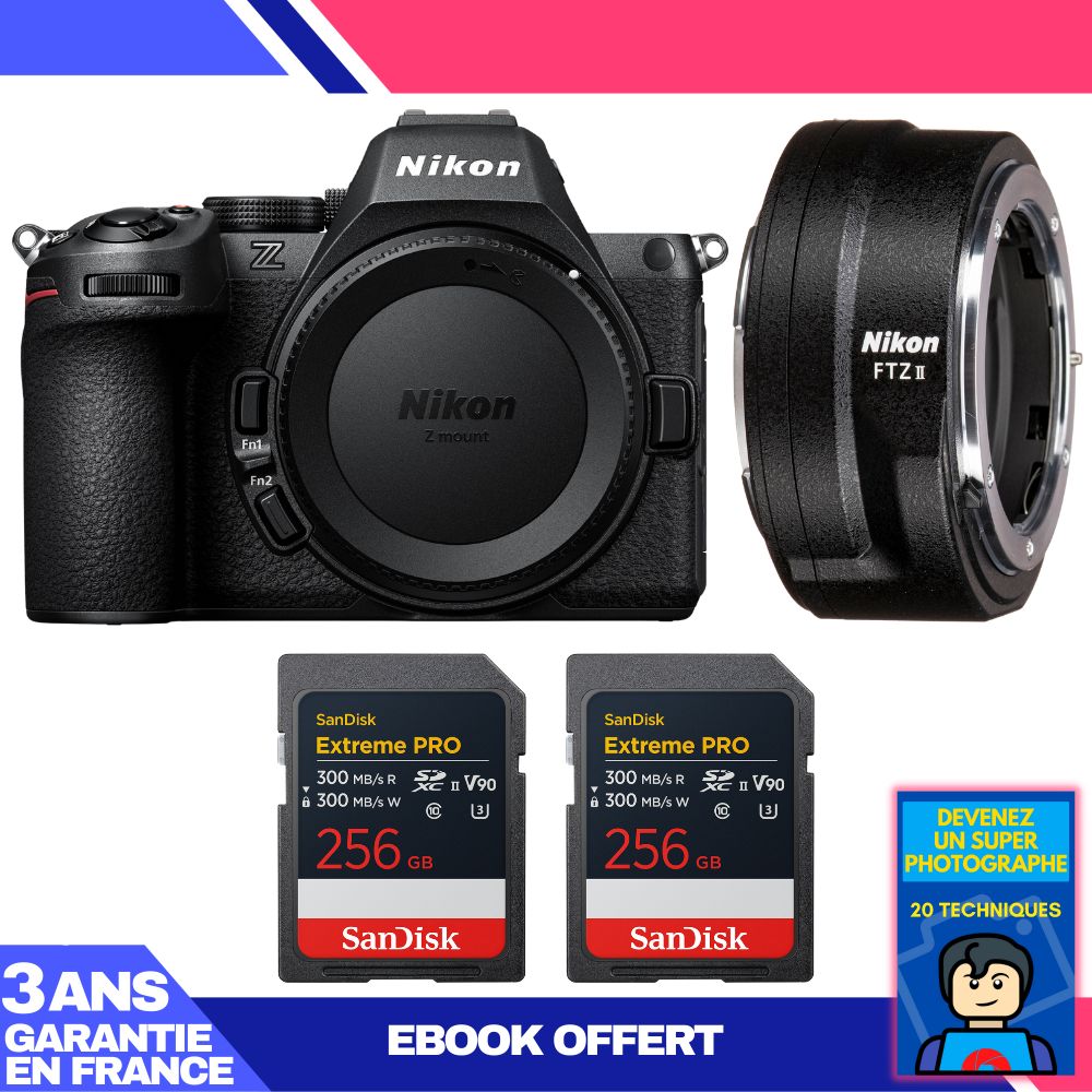 Nikon Z5 II Camera Body + FTZ II Adapter + 2x SanDisk 256GB Extreme PRO UHS-II SDXC Cards + 'Become a Super Photographer Ebook