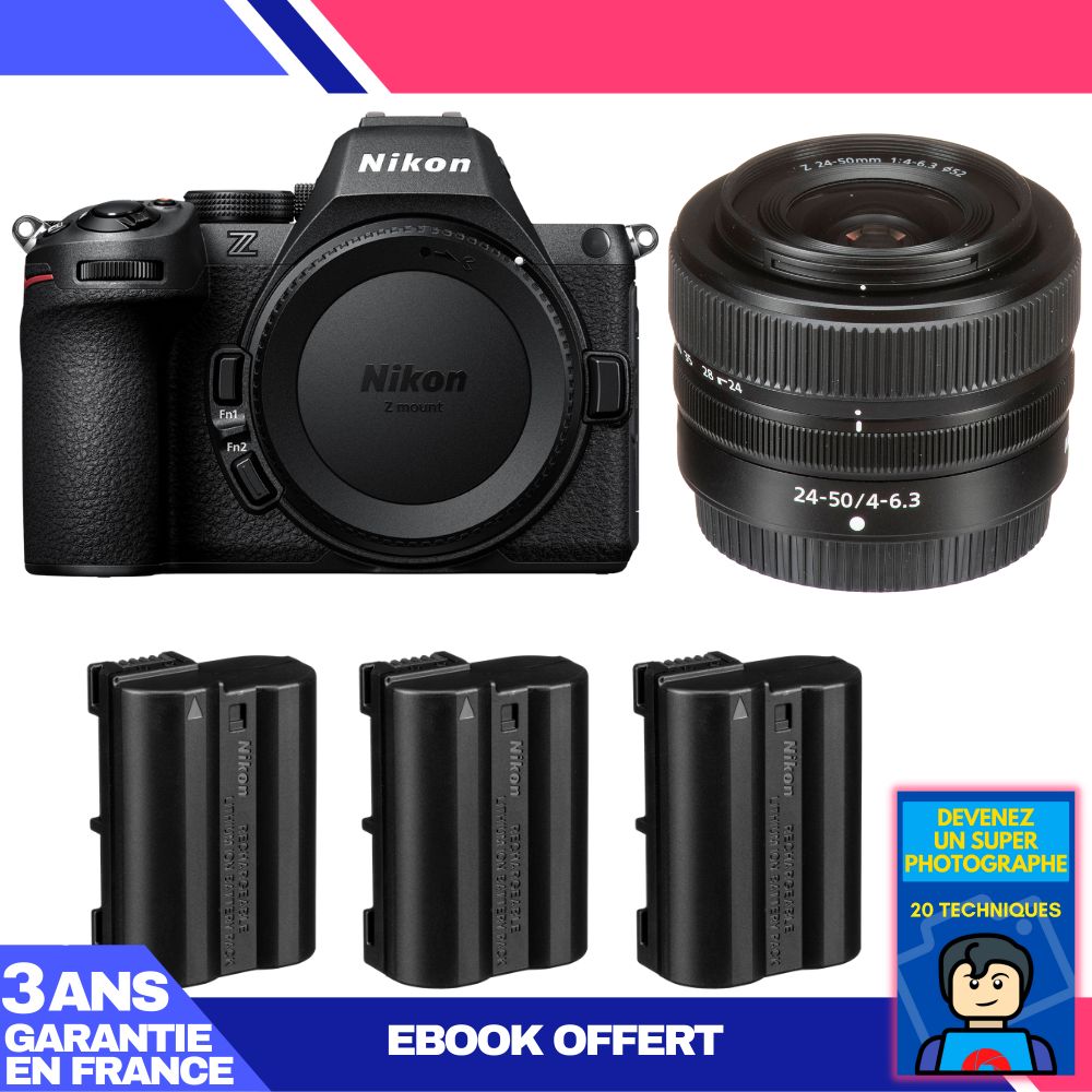 Nikon Z5 II Kit with 24-50mm f/4-6.3 Lens + 3 EN-EL15c Batteries + Ebook: Become a Super Photographer