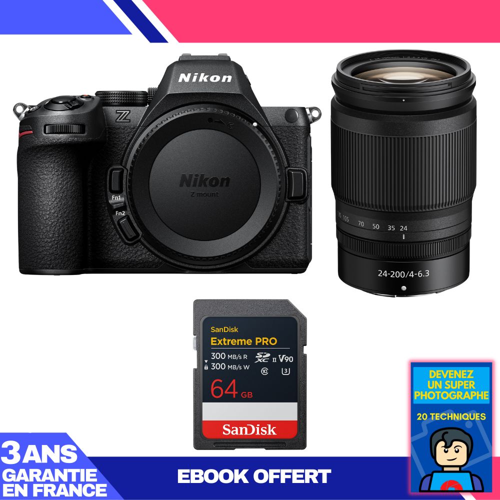 Nikon Z5 II Kit with 24-200mm f/4-6.3 VR and 64GB SD Card + Ebook: Become a Super Photographer