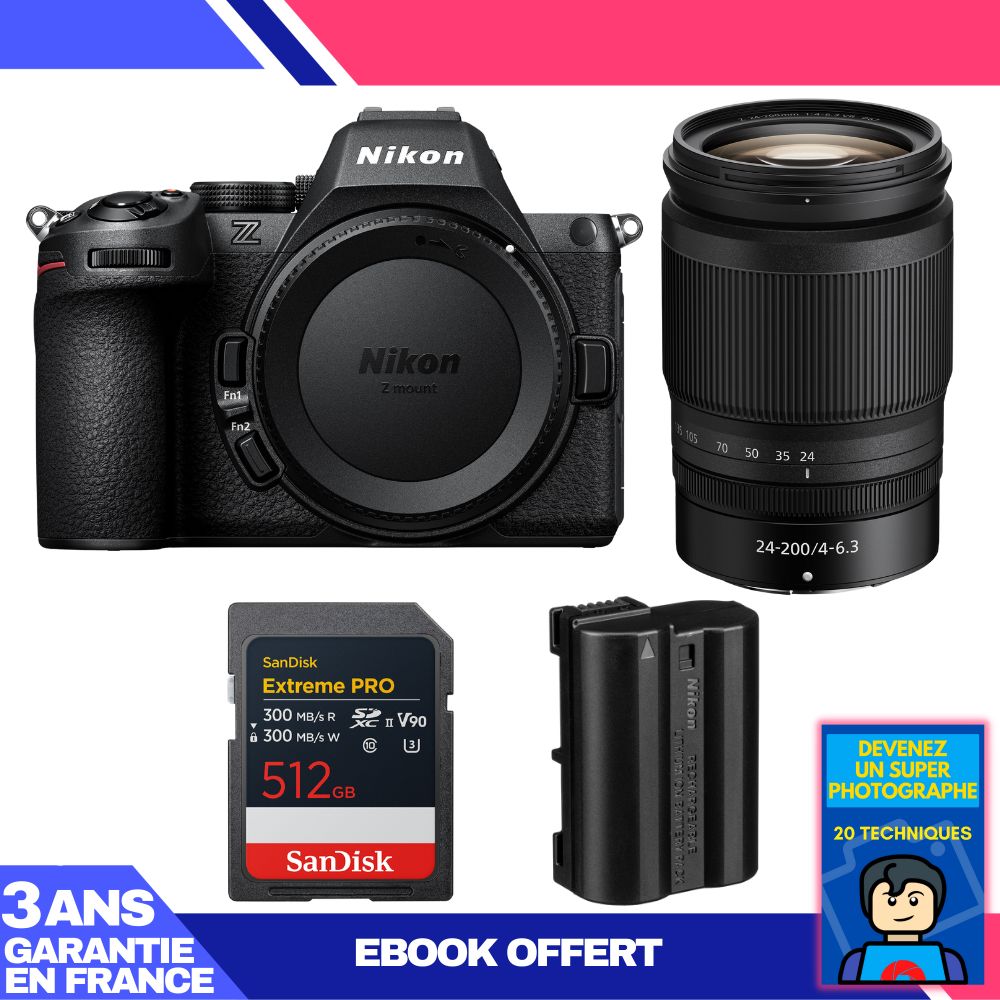 Nikon Z5 II Camera Kit with 24-200mm f/4-6.3 VR Lens + 512GB SD Card + Battery + Ebook