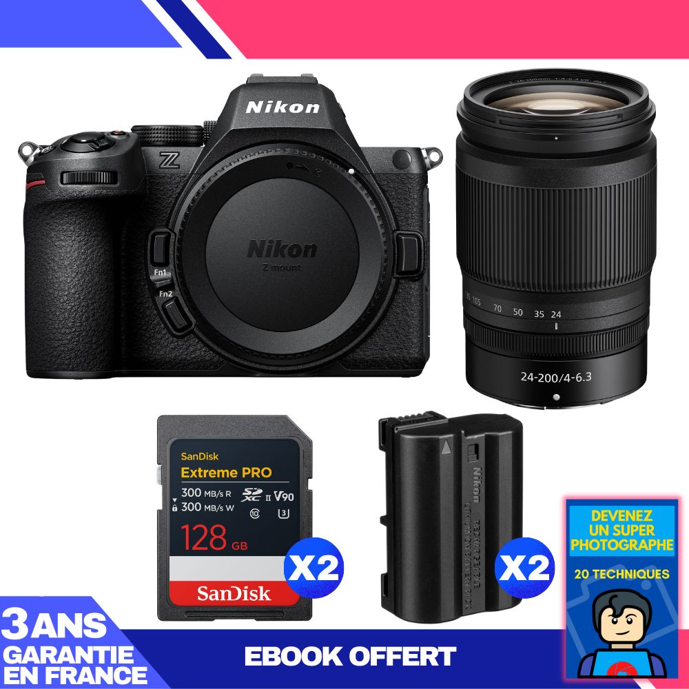 Nikon Z5 II Kit with 24-200mm f/4-6.3 VR and 2x SanDisk 128GB Extreme PRO UHS-II SDXC