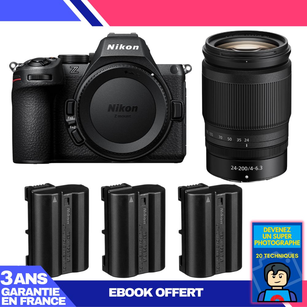 Nikon Z5 II Kit with 24-200mm f/4-6.3 VR Lens + 3 EN-EL15c Batteries + 'Become a Super Photographer' Ebook