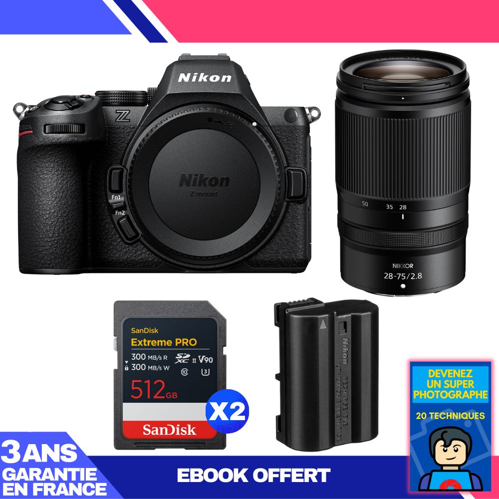 Nikon Z5 II Camera Kit with 28-75mm f/2.8 Lens + 2 SanDisk 512GB Extreme PRO UHS-II SDXC Cards