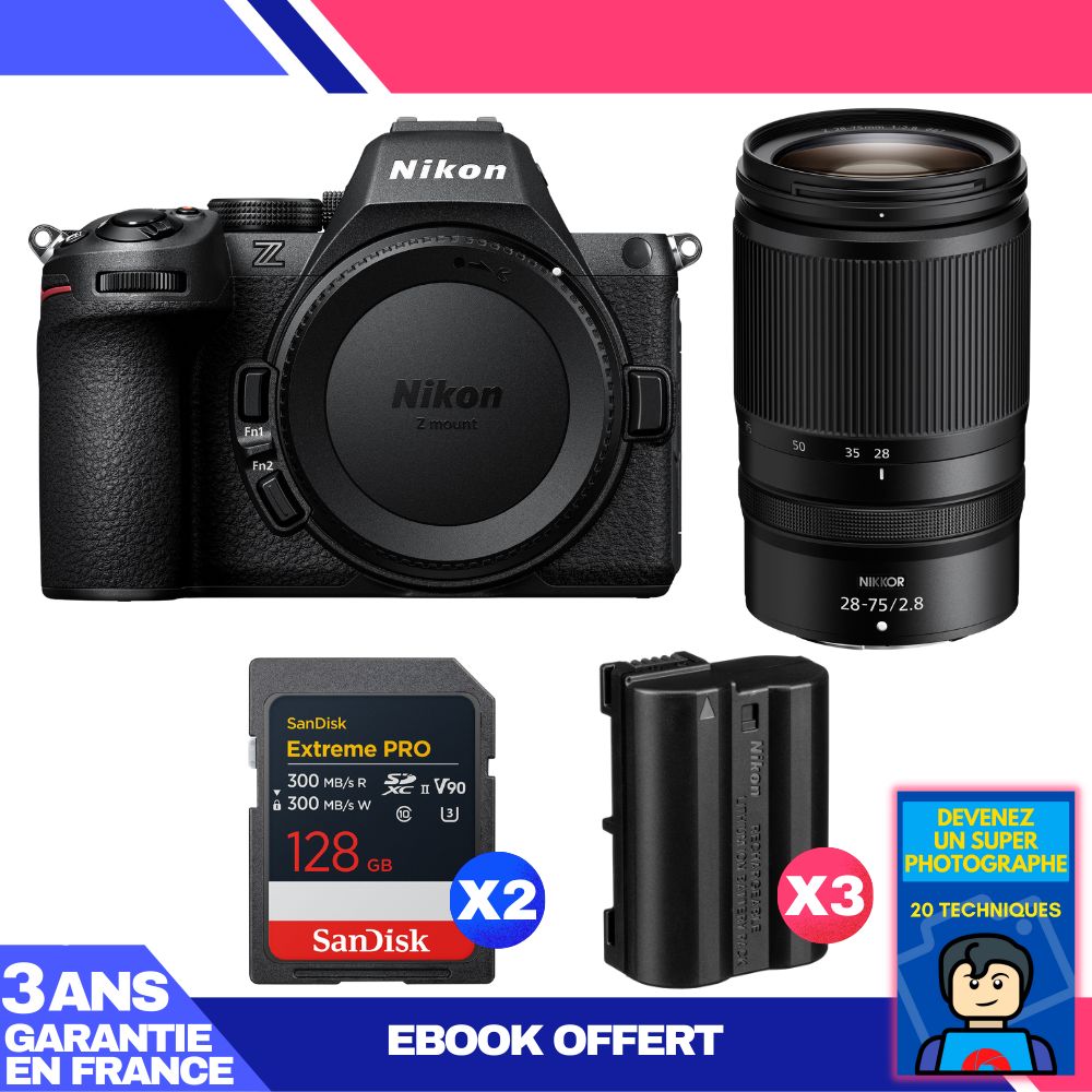 Nikon Z5 II Camera Kit with 28-75mm f/2.8 Lens + 3 Memory Cards + Accessories