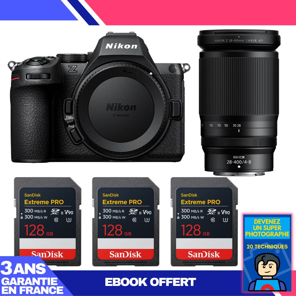 Nikon Z5 II Kit with 28-400mm f/4-8 VR and 3x 128GB SanDisk Extreme PRO UHS-II SDXC
