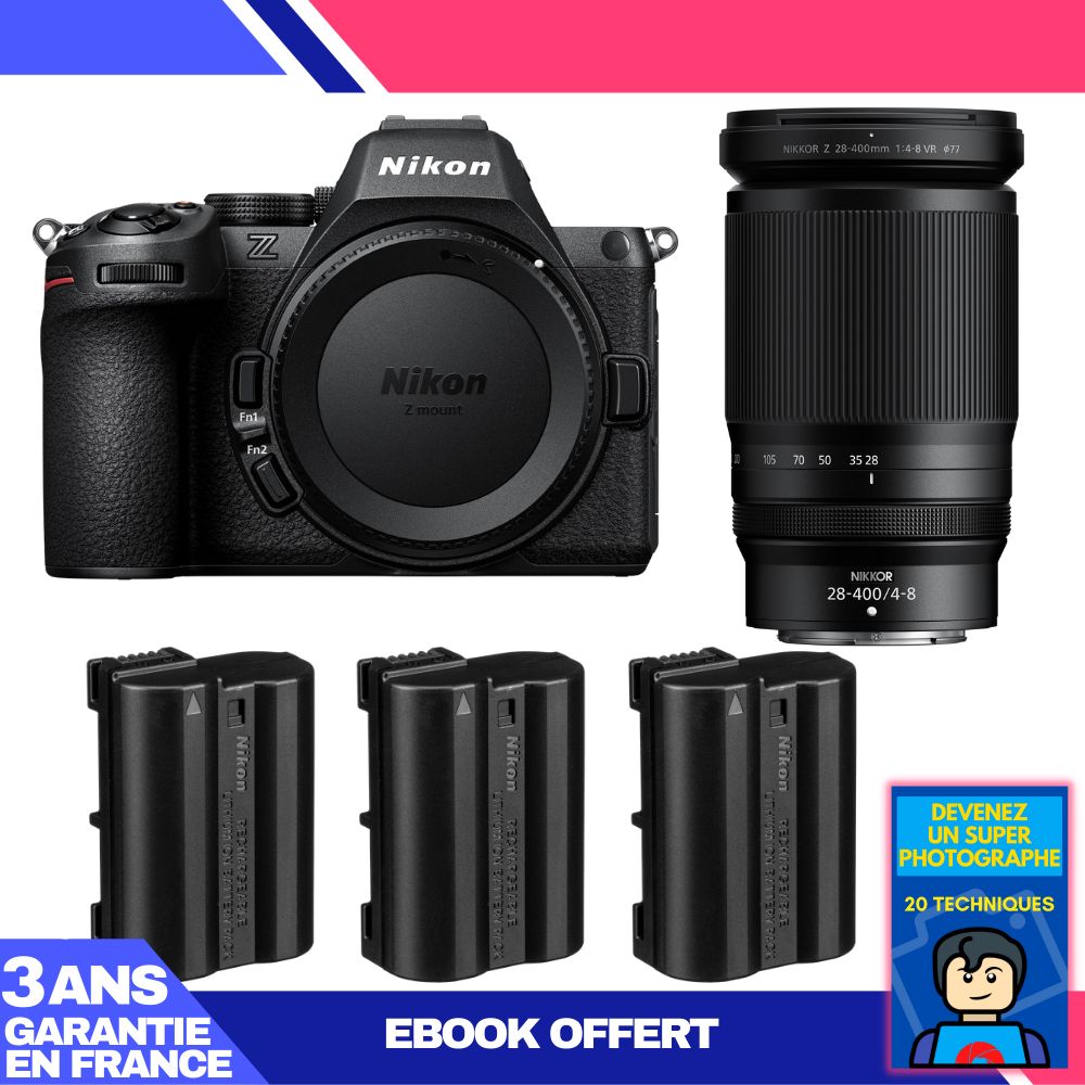 Nikon Z5 II + 28-400mm f/4-8 VR Lens + 3 EN-EL15c Batteries + Ebook - Become a Super Photographer