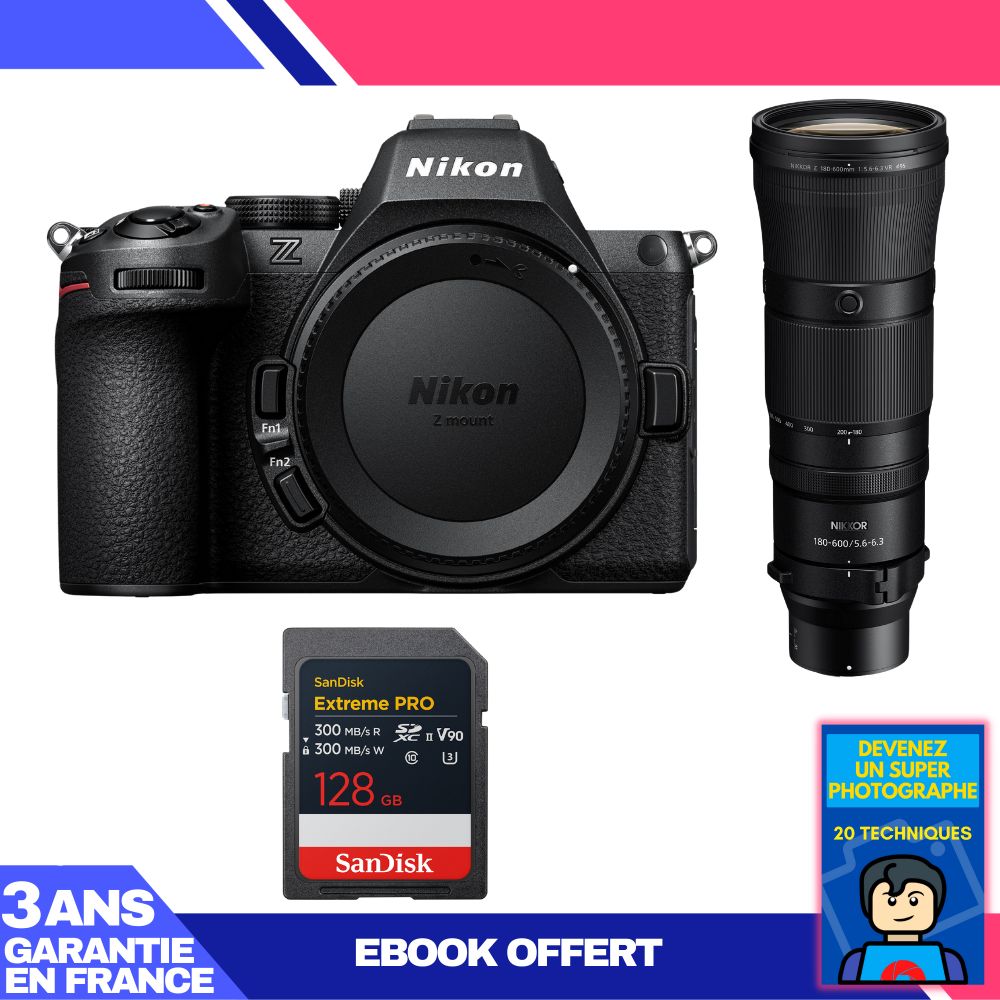 Nikon Z5 II Kit with 180-600mm f/5.6-6.3 VR and 128GB SD Card + Ebook