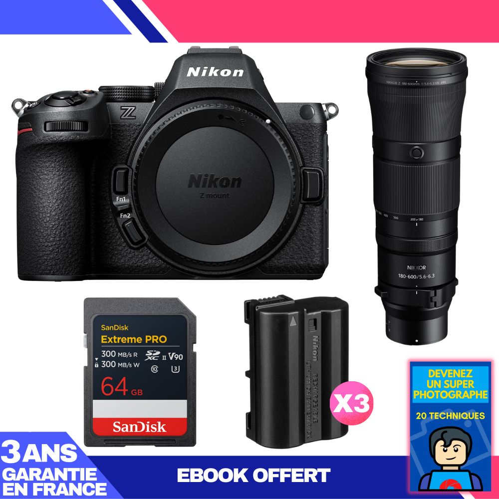 Nikon Z5 II Kit with 180-600mm f/5.6-6.3 VR and SanDisk 64GB Extreme PRO UHS-II SDXC