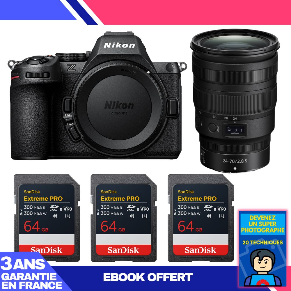 Nikon Z5 II Kit with 24-70mm f/2.8 S Lens + 3x 64GB SanDisk Extreme PRO UHS-II SDXC + 'Become a Super Photographer' Ebook