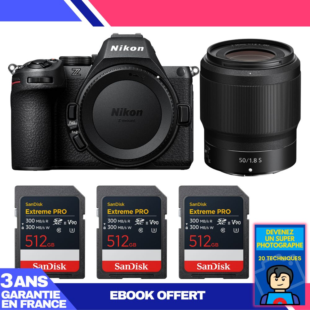 Nikon Z5 II Camera Kit with 50mm f/1.8 S Lens and 3x 512GB SanDisk Extreme PRO UHS-II SDXC Cards