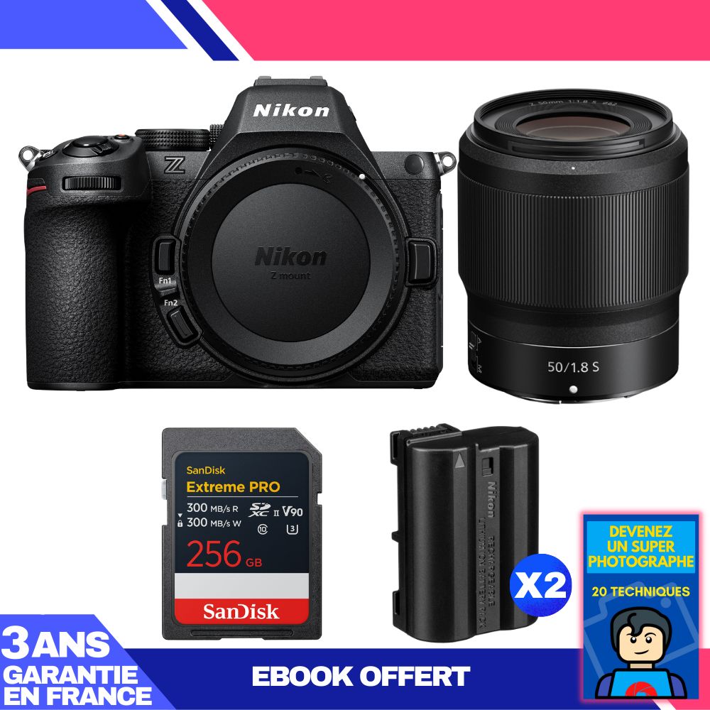 Nikon Z5 II Mirrorless Camera + 50mm f/1.8 S Lens + 256GB SanDisk Extreme PRO SDXC + 2 Nikon EN-EL15c Batteries + Ebook: Become a Super Photographer