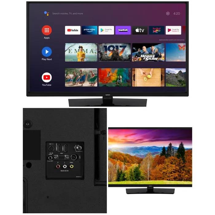 Televisor Lenco 32" LED 12V HD Inteligente 32HB4C01 DVB-T, Android, Netflix, Disney+, Amazon Prime, Apple TV