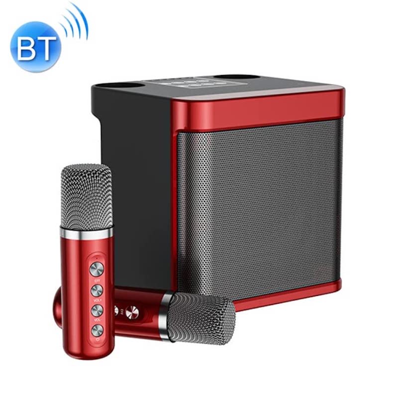 SU-YOSO YS-203 - Wireless Karaoke Mini Speaker with 2 Microphones - Red