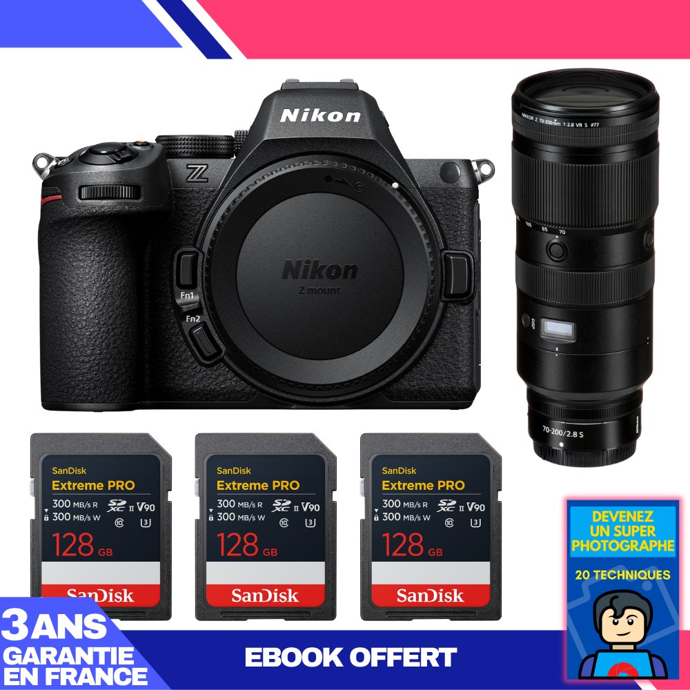 Nikon Z5 II Kit with 70-200mm f/2.8 VR S Lens + 3x 128GB SanDisk Extreme PRO UHS-II SDXC Cards + 'Become a Super Photographer' Ebook