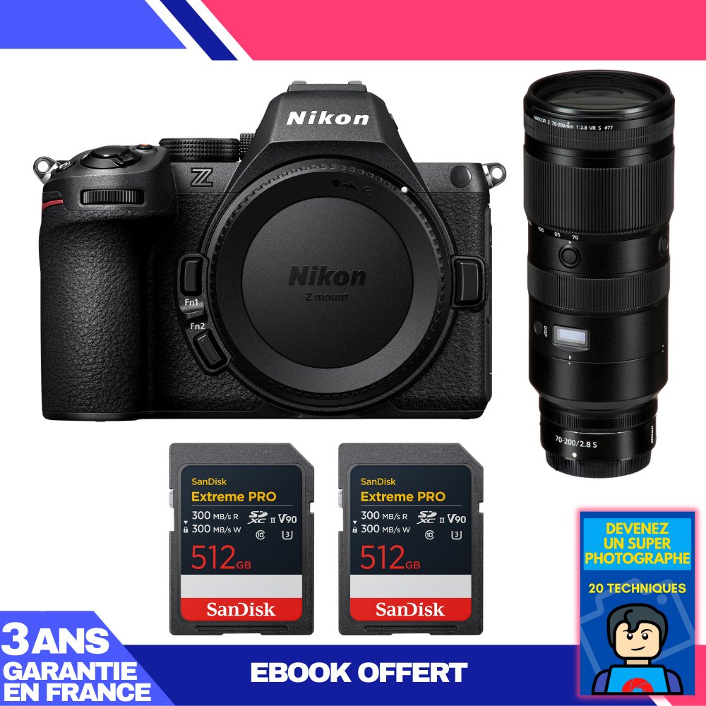 Nikon Z5 II Kit with 70-200mm f/2.8 VR S Lens + 512GB SanDisk Extreme PRO SDXC Cards (Ebook: Become a Super Photographer)